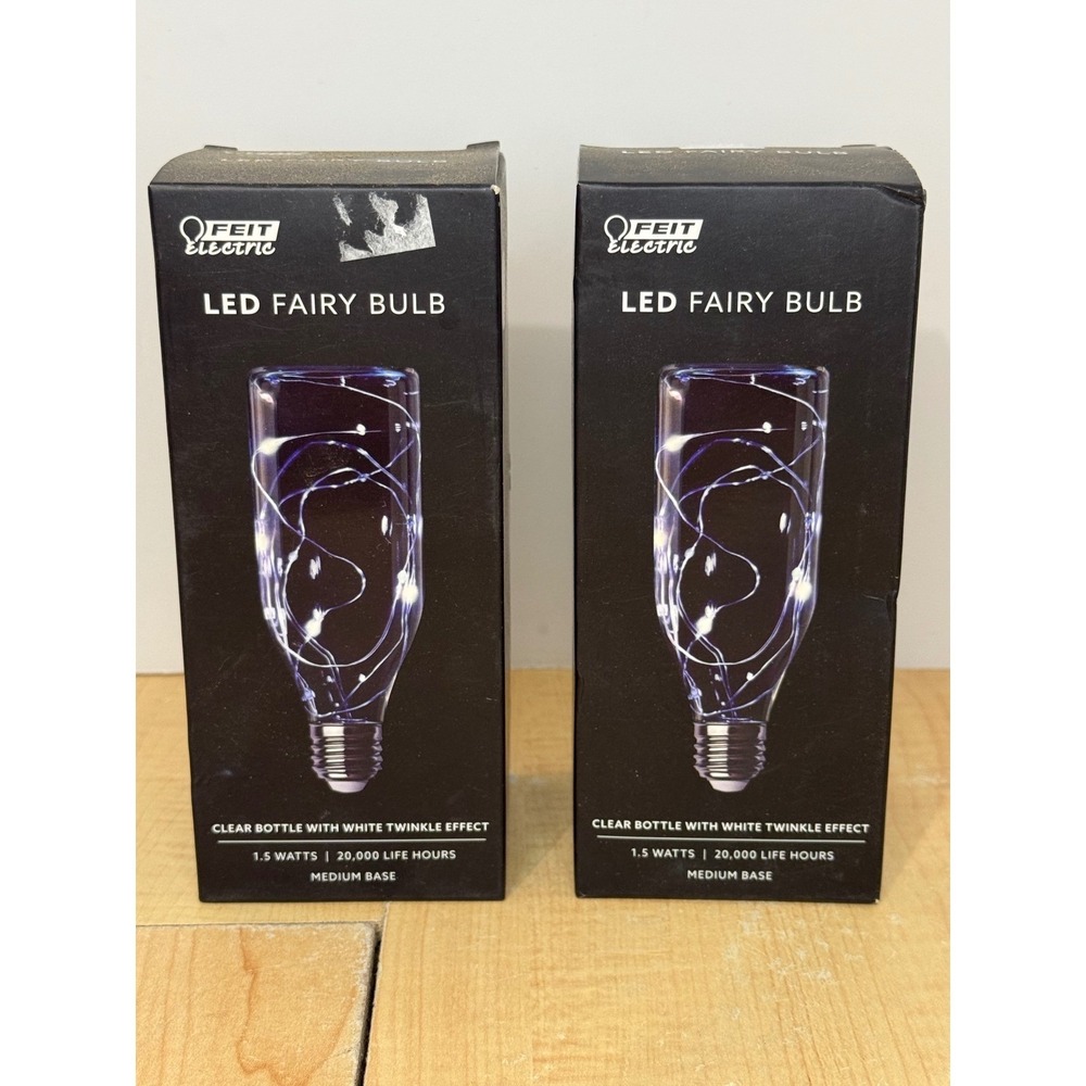 Feit Electric LED Fairy Bulb 1.5W Medium Base Clear White Twinkle Effect 2 Pack